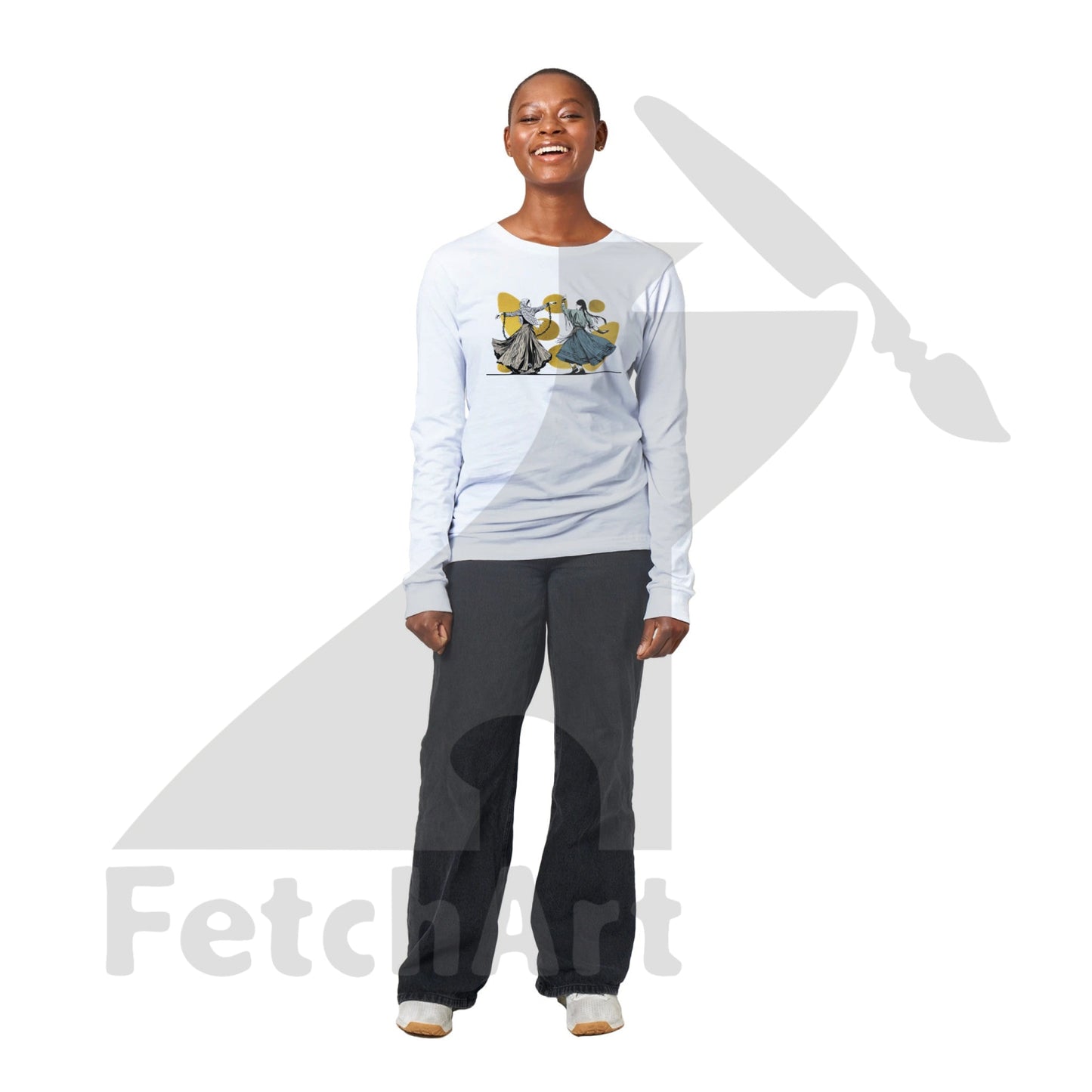 Premium Unisex Longsleeve T-Shirt-Women-New Freedom Dance With Touch Of Gold White / S Print