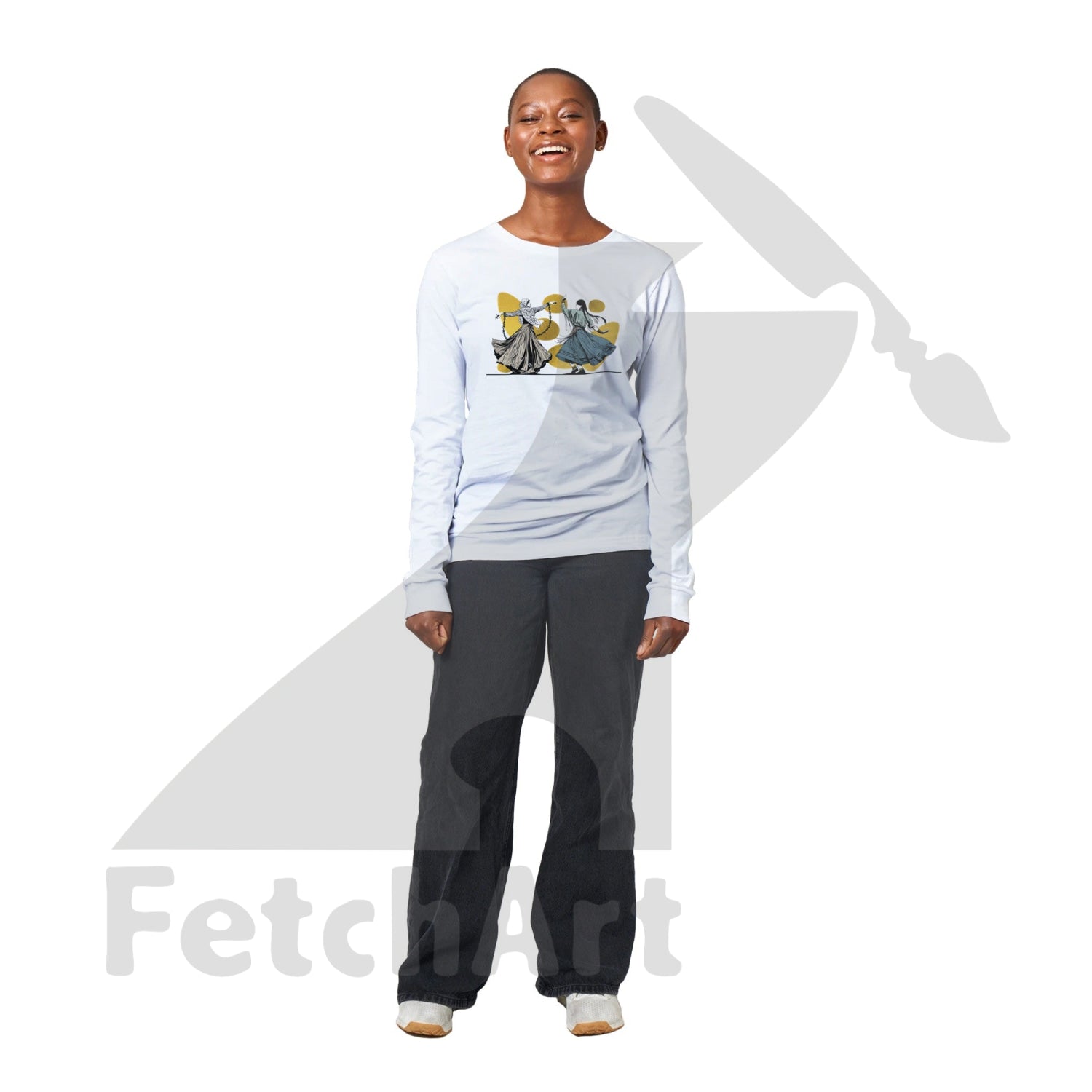 Premium Unisex Longsleeve T-Shirt-Women-New Freedom Dance With Touch Of Gold White / S Print