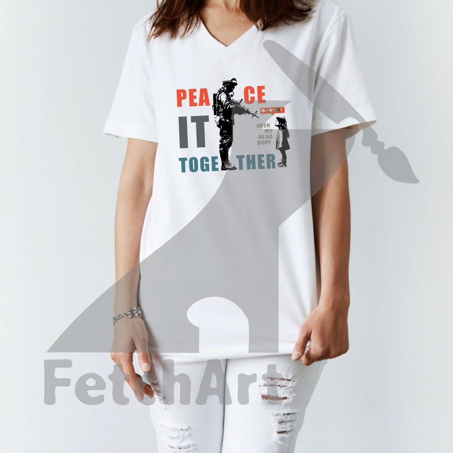 Premium Unisex V-Neck T-shirt - Fetch Art