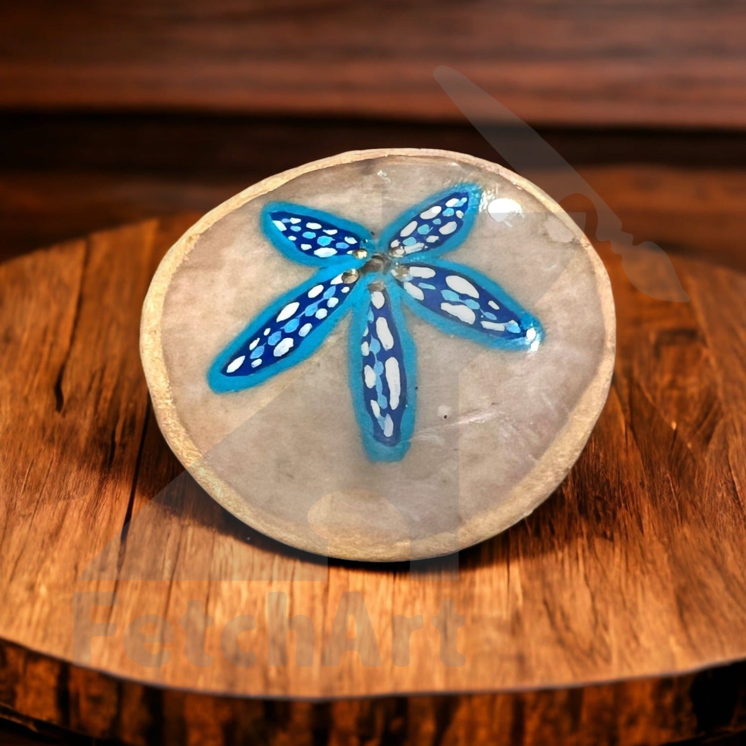 Sea Shell Acrylic Art: Original Painting | Beach Summer Jewelry | Sand Dollar | Coastal Decor - Fetch Art