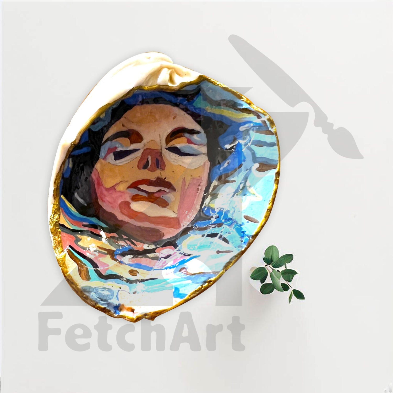 Seashell Acrylic Painting: Seagull, Woman, Mermaids - Original Resin Art - Coastal Delight Fetch Art