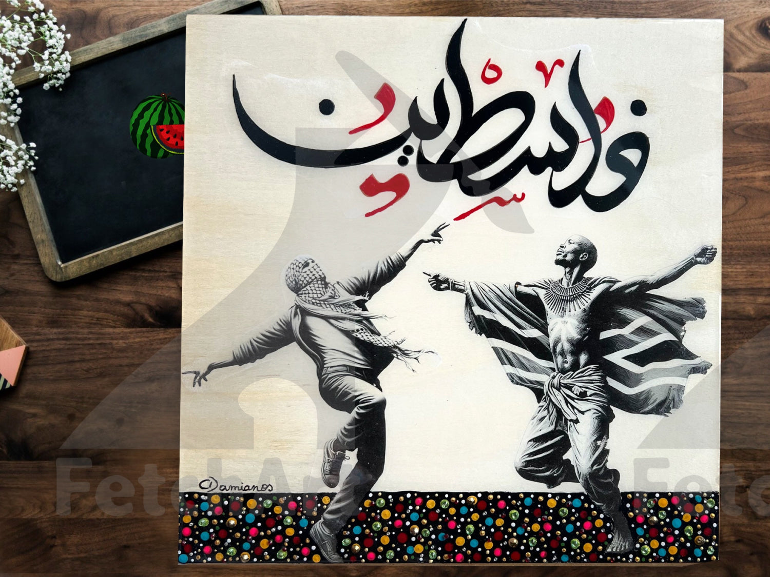 South Africa Solidarity with Gaza: Original Handmade Paintings with Resin and Mixed Medium - Fetch Art