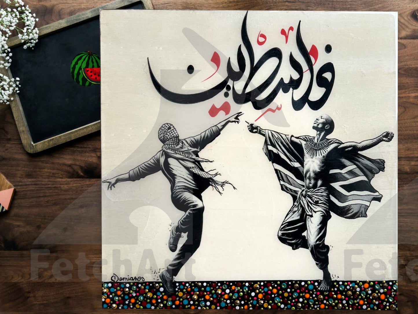 South Africa Solidarity with Gaza: Original Handmade Paintings with Resin and Mixed Medium - Fetch Art