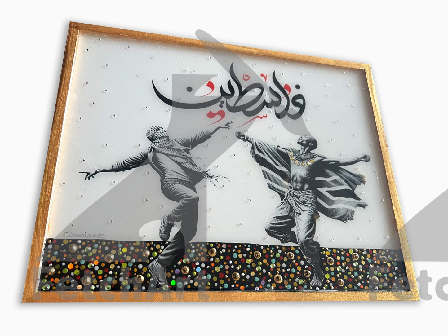 South Africa Solidarity with Gaza: Original Handmade Paintings with Resin and Mixed Medium - Fetch Art