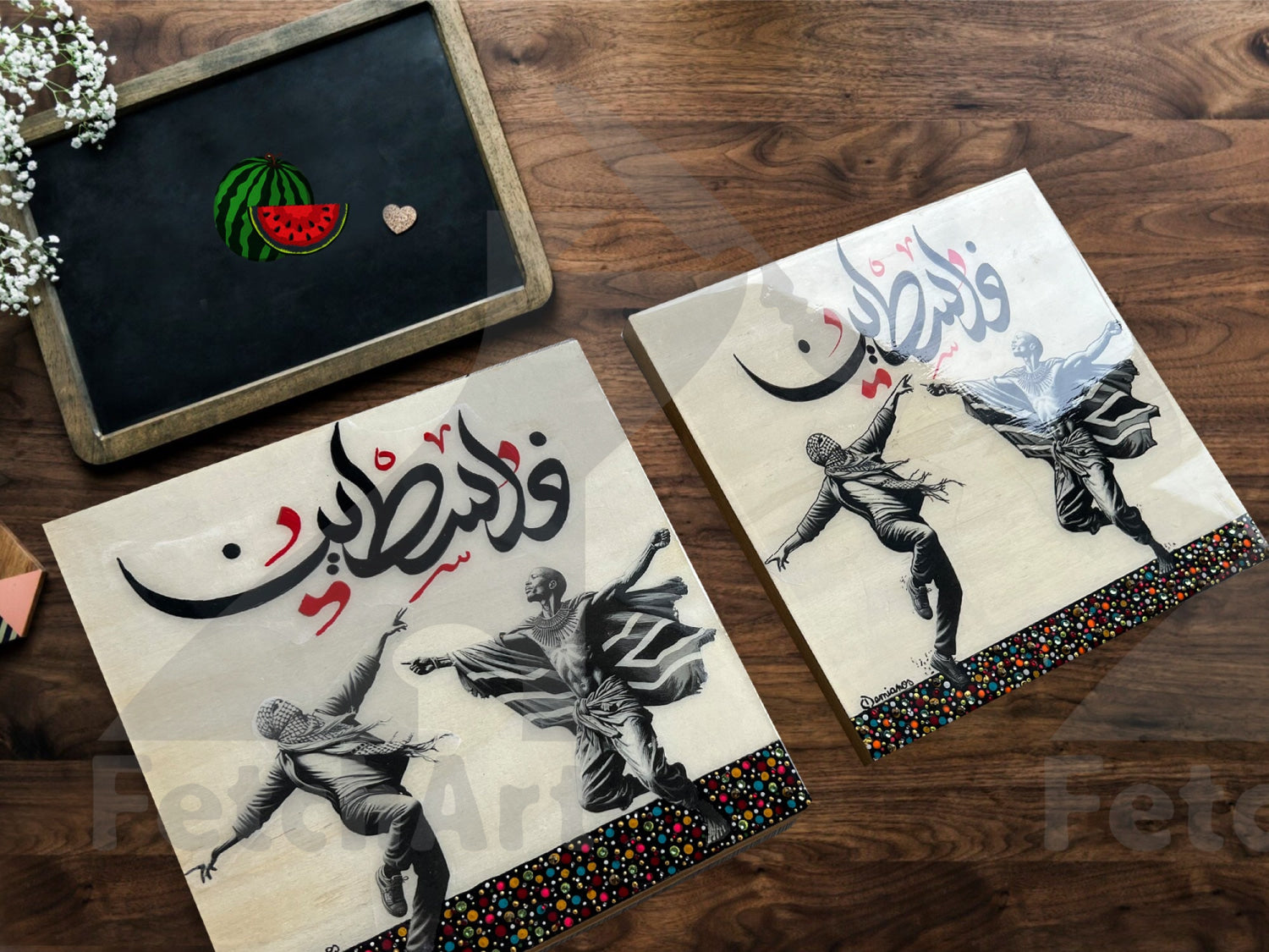 South Africa Solidarity with Gaza: Original Handmade Paintings with Resin and Mixed Medium - Fetch Art