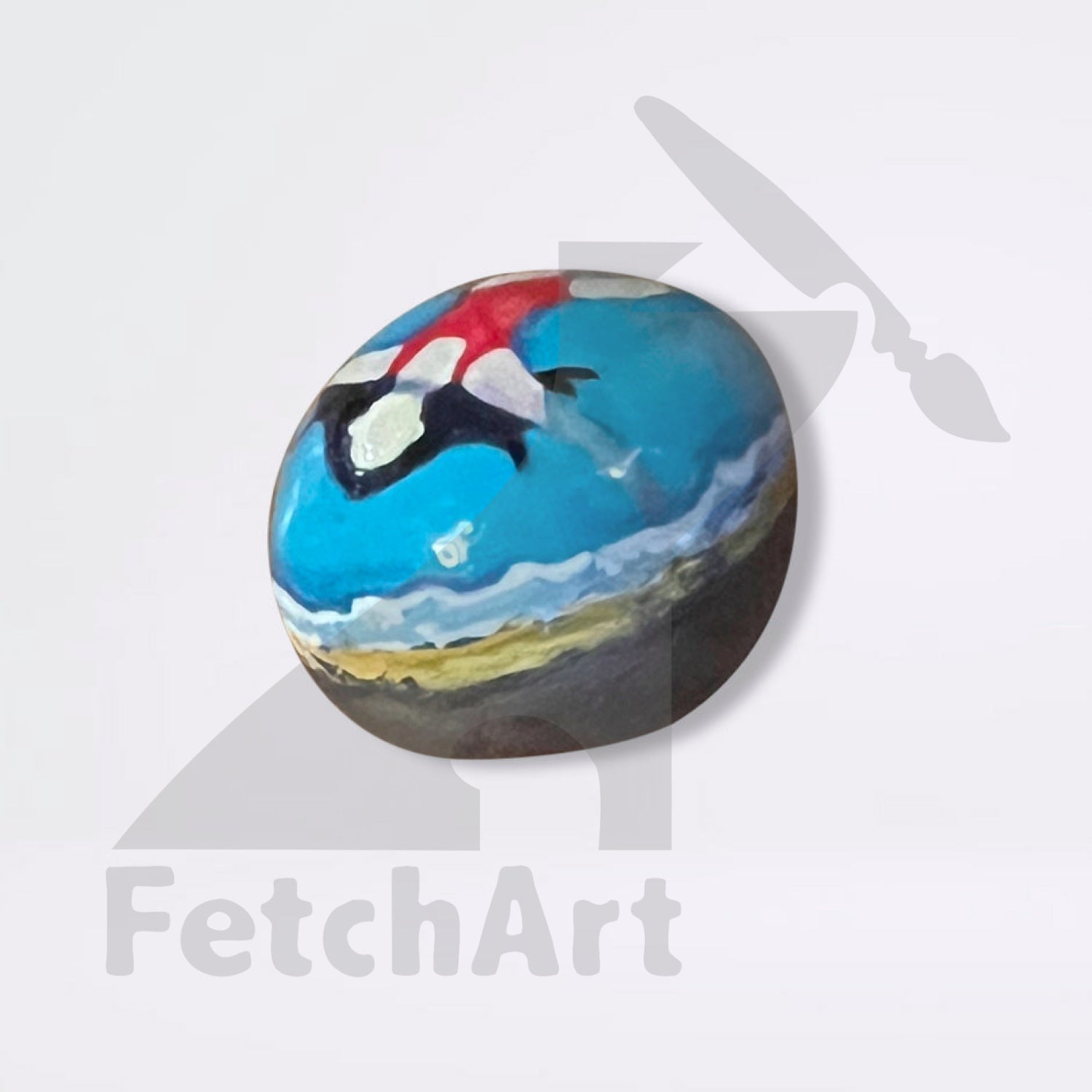 Summer drift woman floating in water hand painted beach stone (single piece) 4cm X 3cm Bathroom Décor