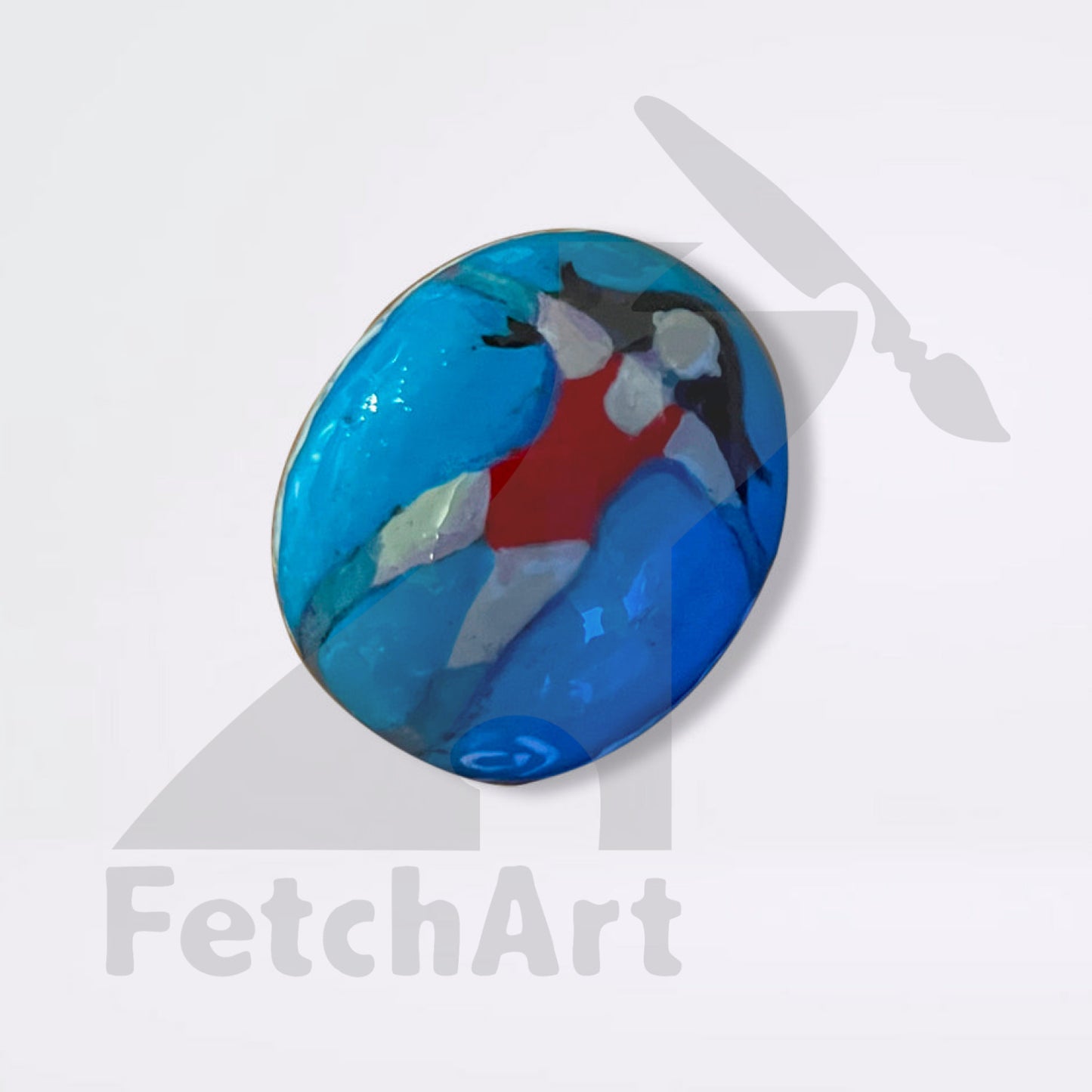 Summer drift woman floating in water hand painted beach stone (single piece) Bathroom Décor