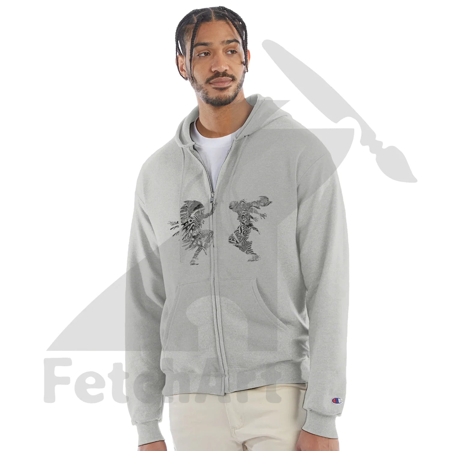 Unisex Freedom Dance Op Art zip hoodie front – wearable art activist apparel by Champion S800