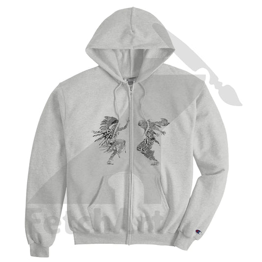 Unisex Freedom Dance Op Art zip hoodie front – wearable art activist apparel by Champion S800