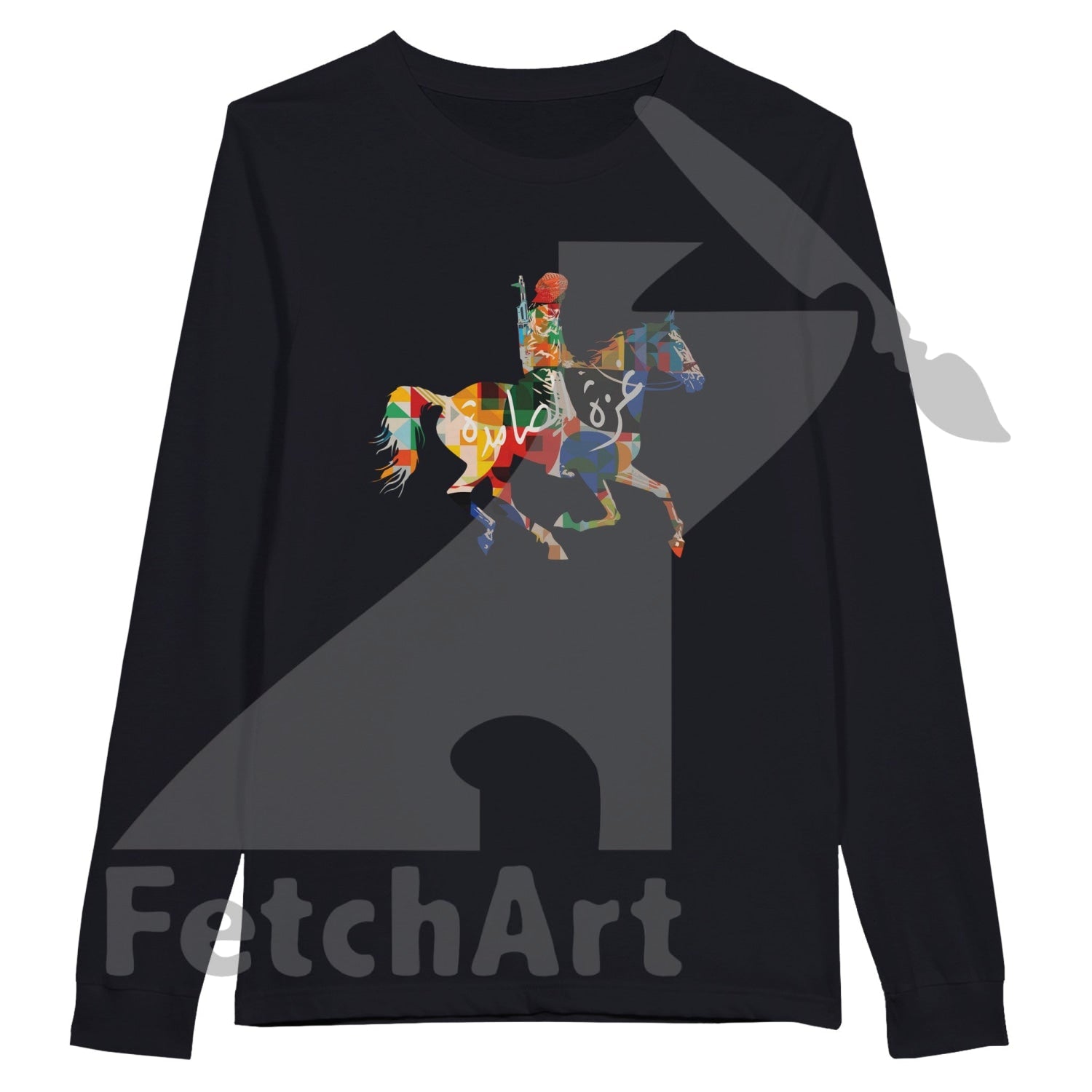 Close‑up of Steadfastness artwork on unisex long sleeve t‑shirt