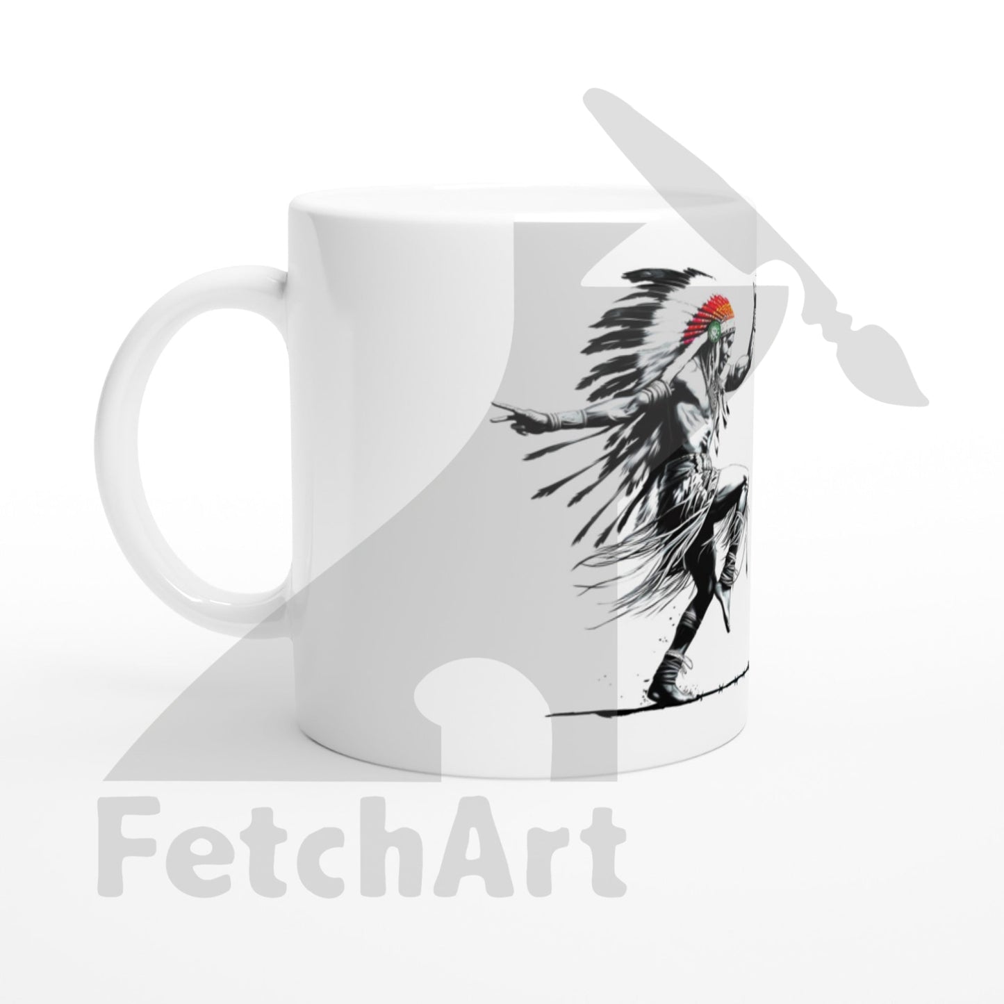 White 11oz Ceramic Mug-Freedom Dance - Fetch Art