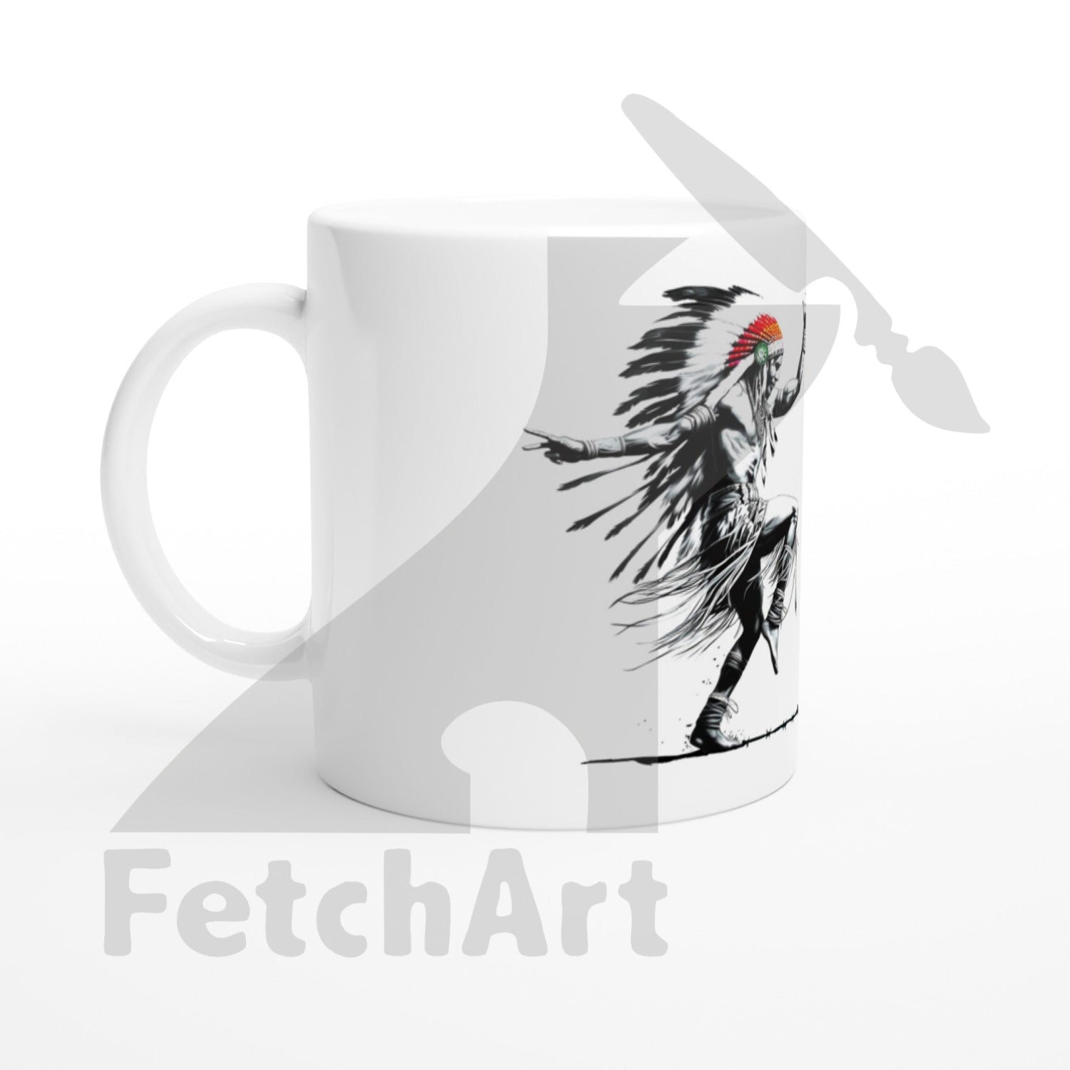 White 11oz Ceramic Mug-Freedom Dance - Fetch Art
