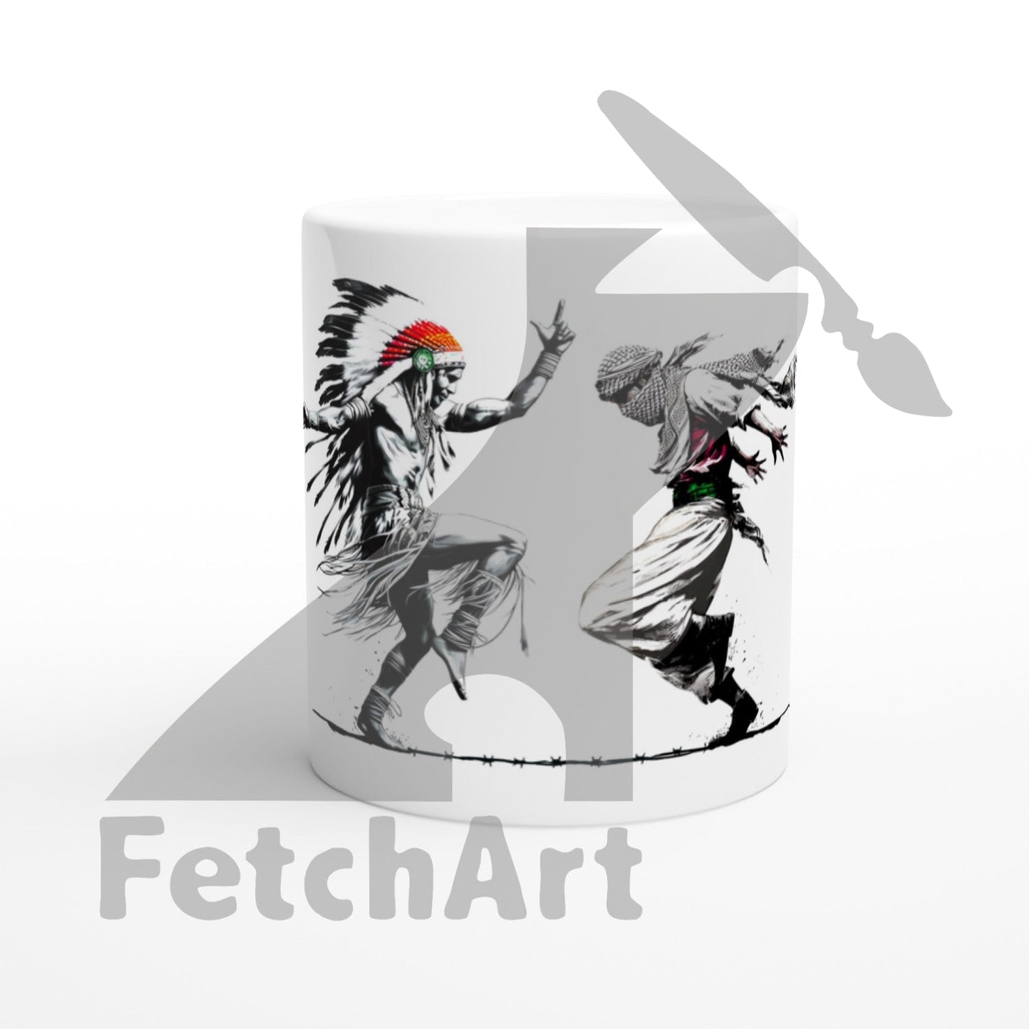 White 11oz Ceramic Mug-Freedom Dance - Fetch Art