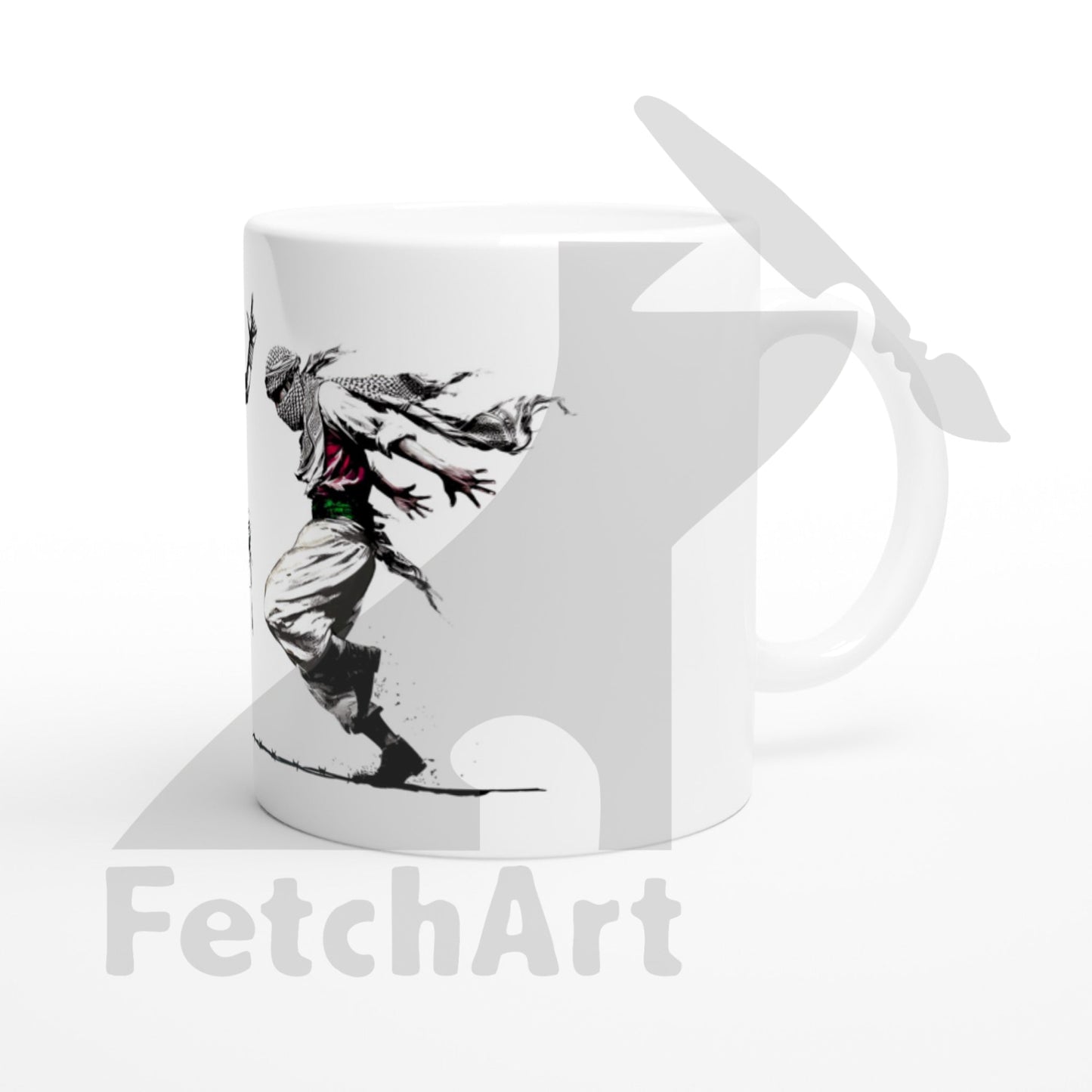 White 11oz Ceramic Mug-Freedom Dance - Fetch Art