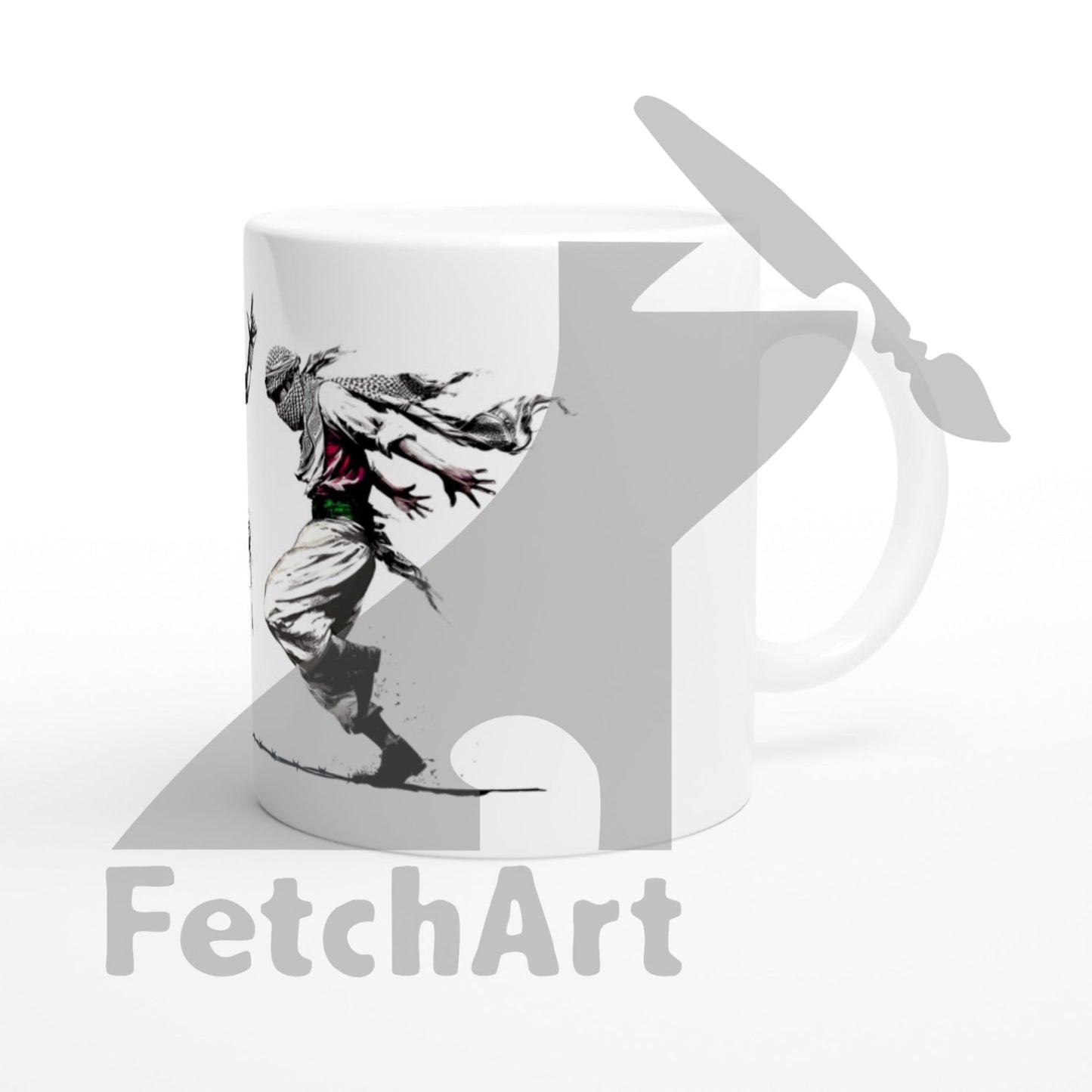 White 11oz Ceramic Mug-Freedom Dance - Fetch Art