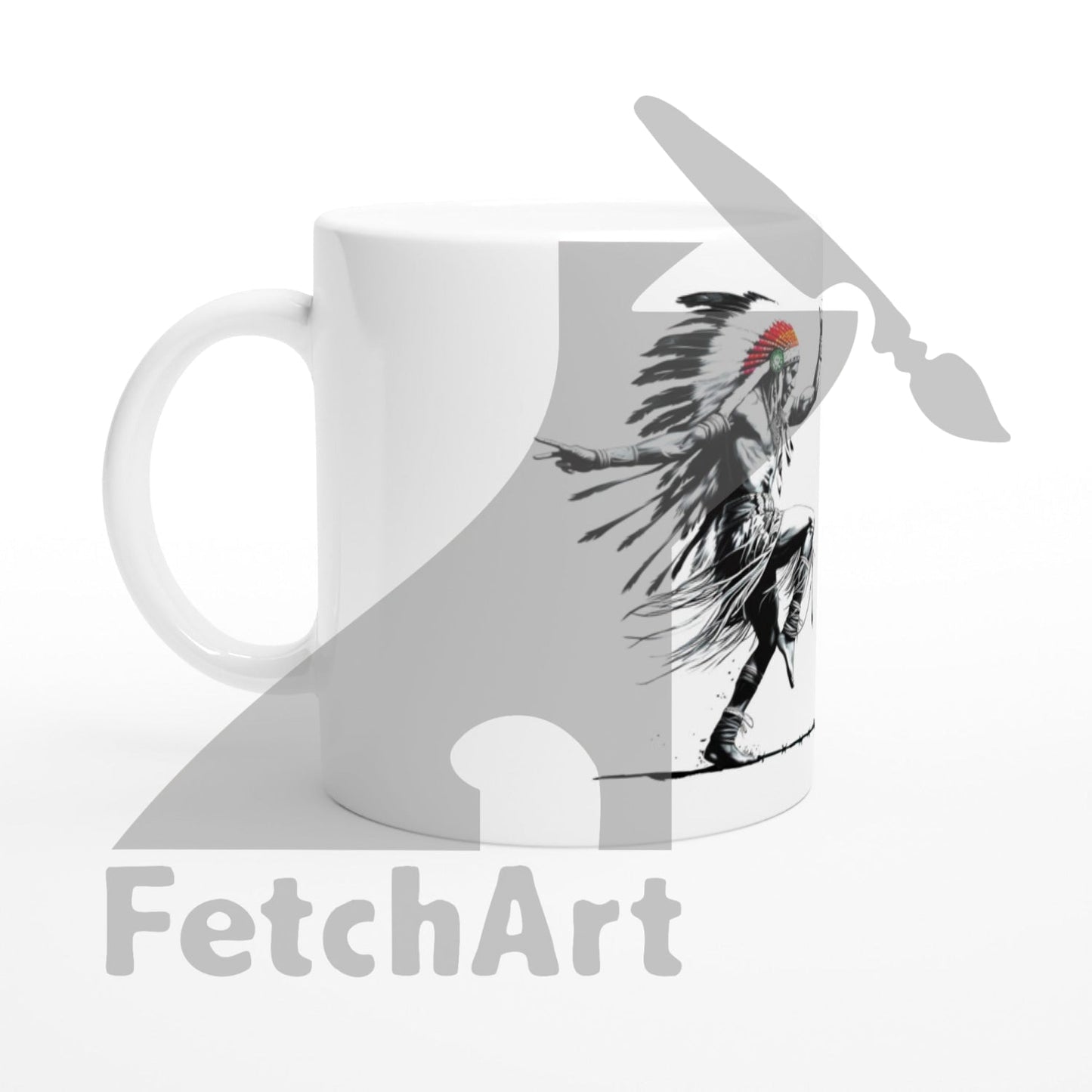 White 11oz Ceramic Mug-Freedom Dance - Fetch Art