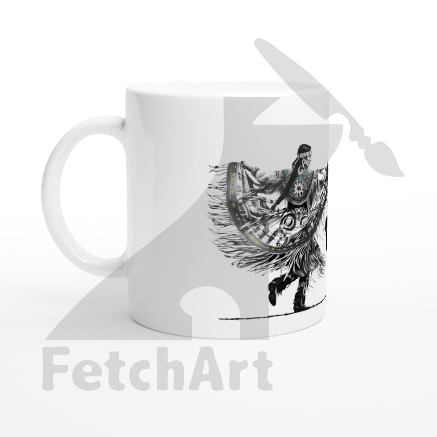 White 11oz Ceramic Mug-Freedom Dance-Women - Fetch Art