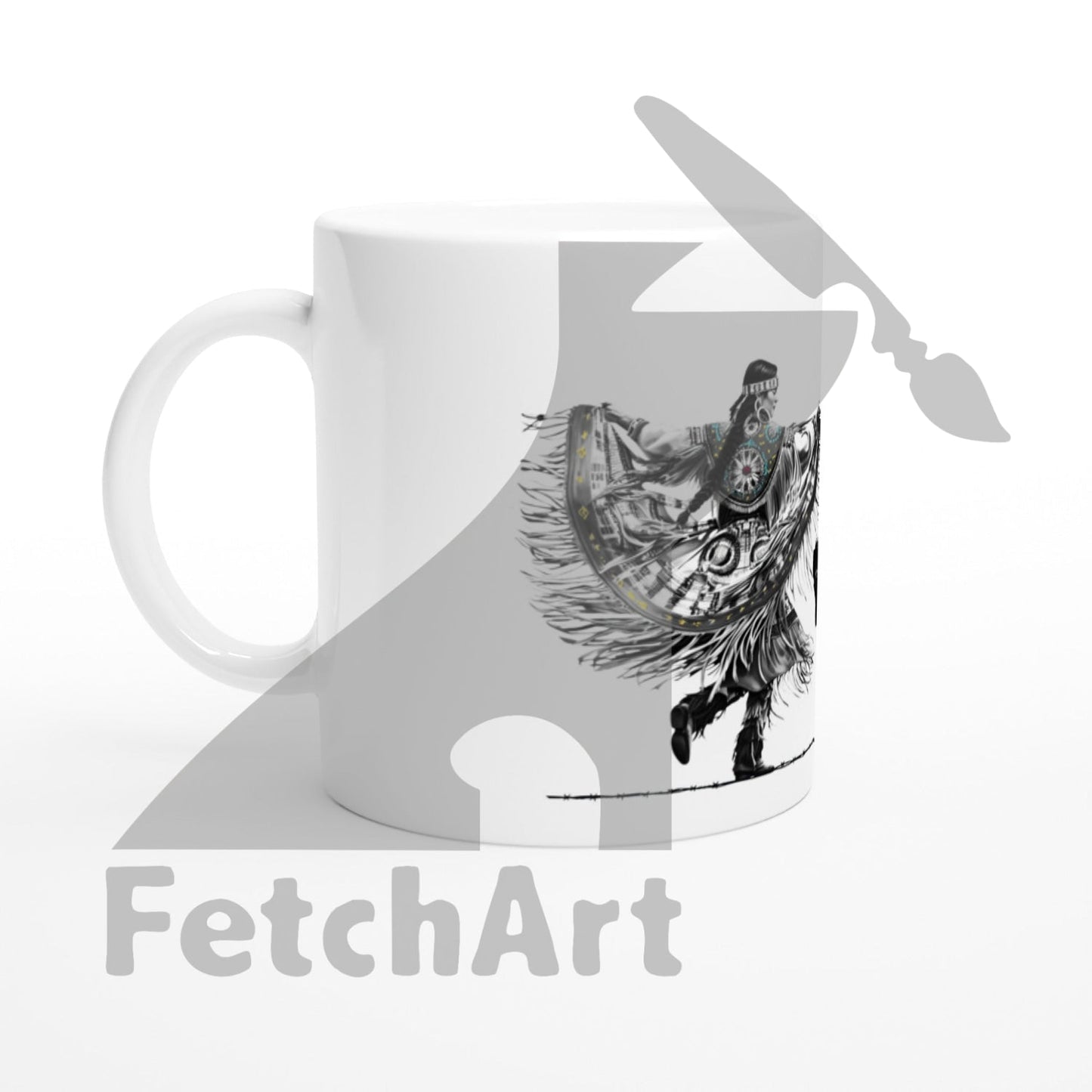 White 11oz Ceramic Mug-Freedom Dance-Women - Fetch Art