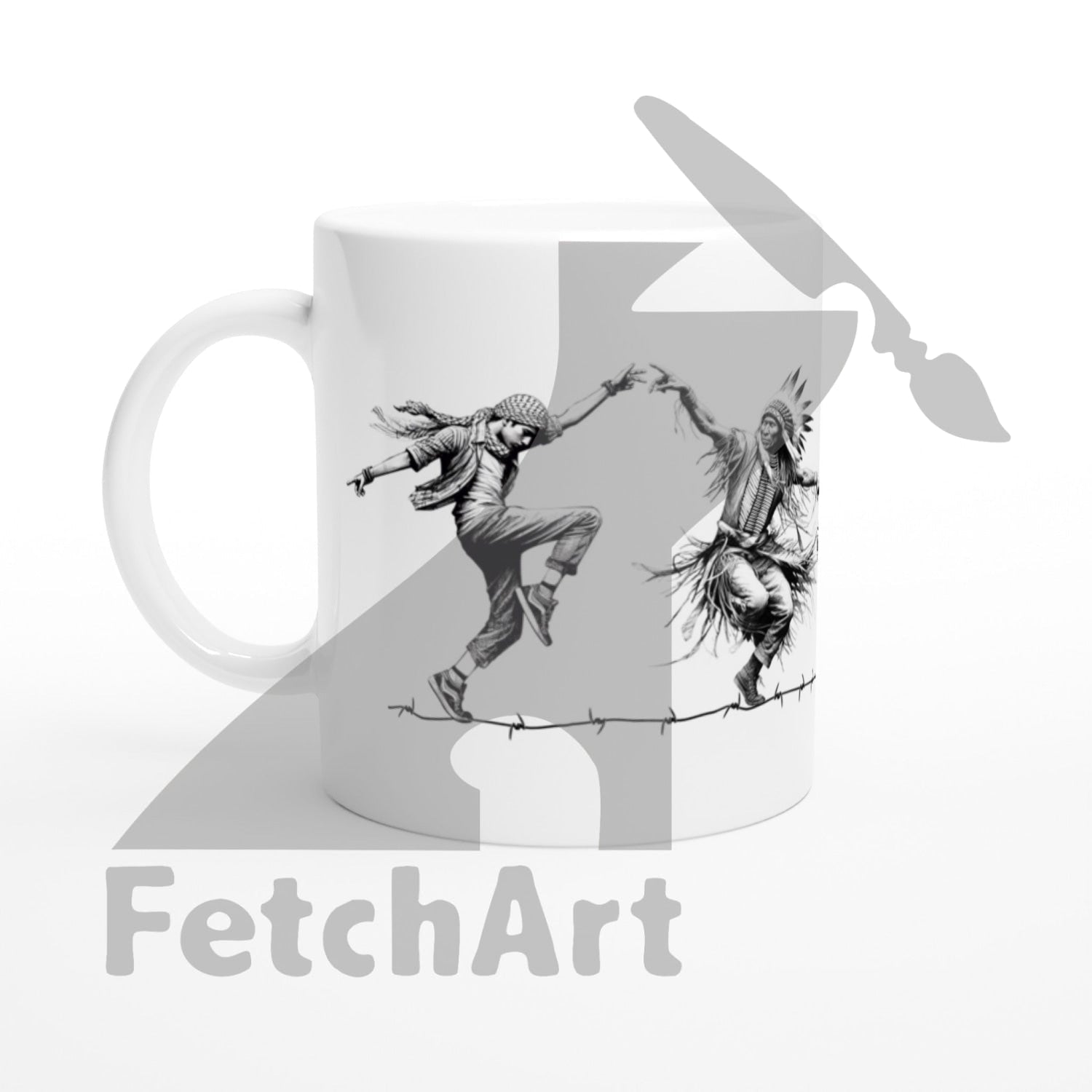 White 11Oz Ceramic Mug-Freedom Dancers Print Material