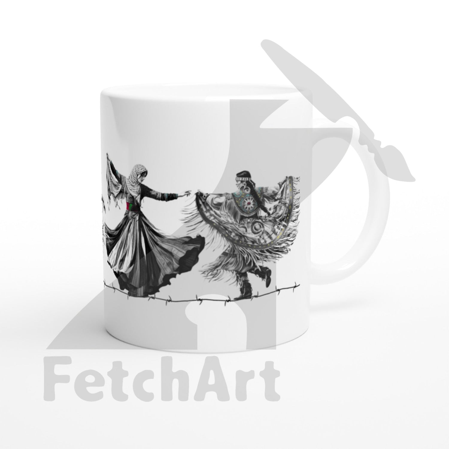 White 11Oz Ceramic Mug-Freedom Dancers Print Material