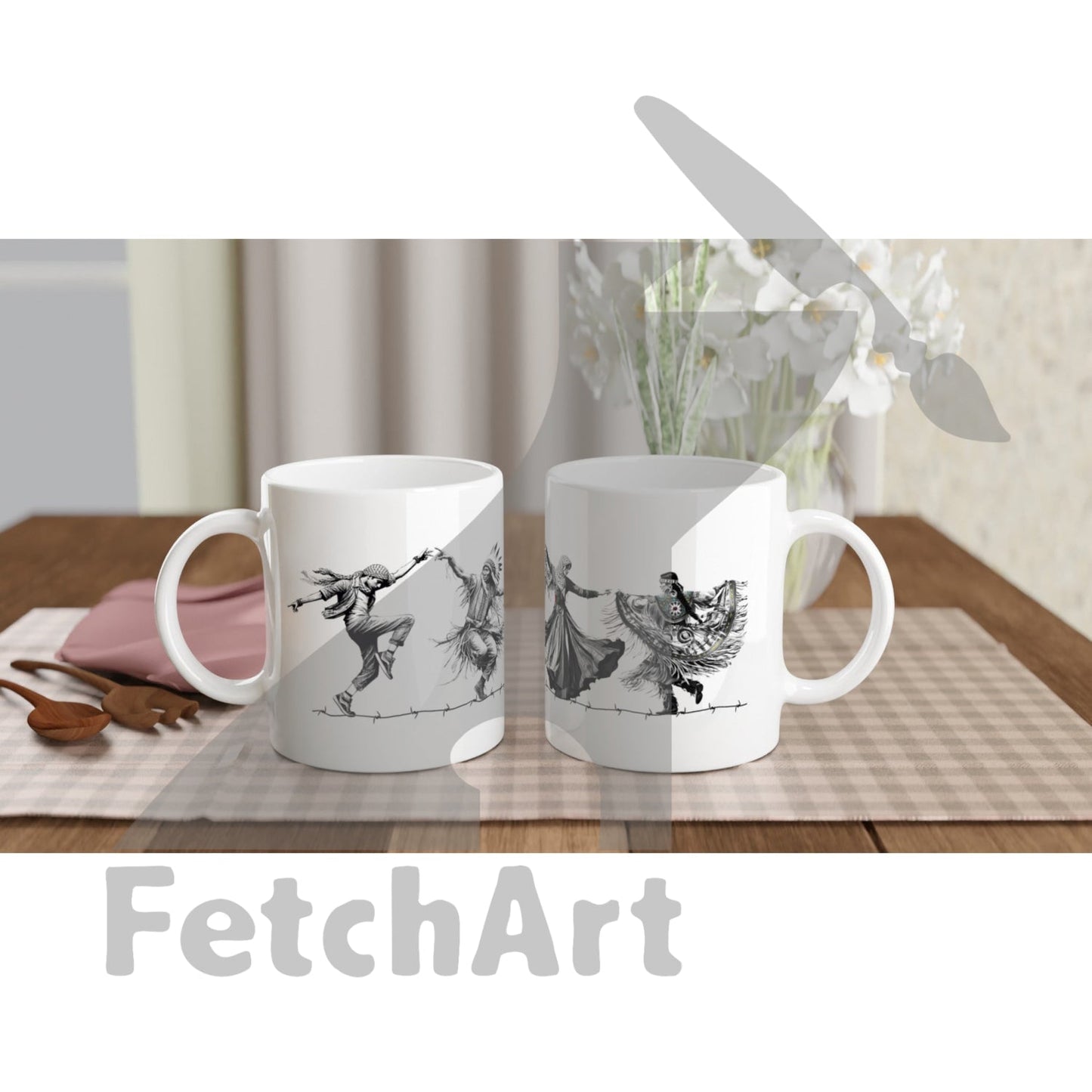 White 11Oz Ceramic Mug-Freedom Dancers Print Material