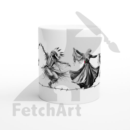White 11Oz Ceramic Mug-Freedom Dancers Print Material