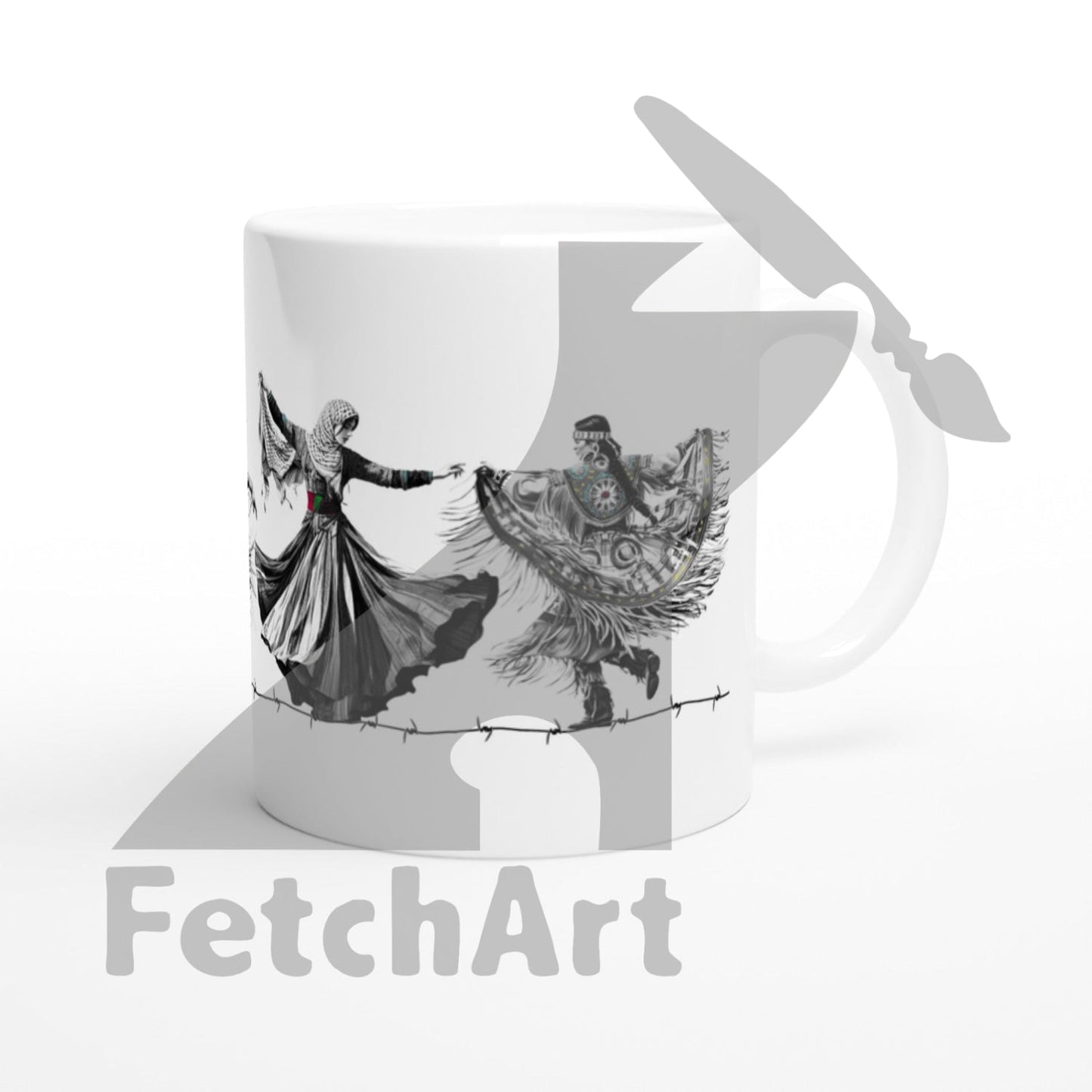 White 11Oz Ceramic Mug-Freedom Dancers Print Material
