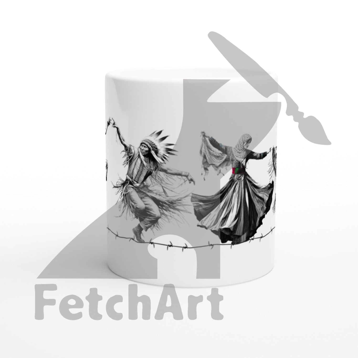 White 11Oz Ceramic Mug-Freedom Dancers Print Material