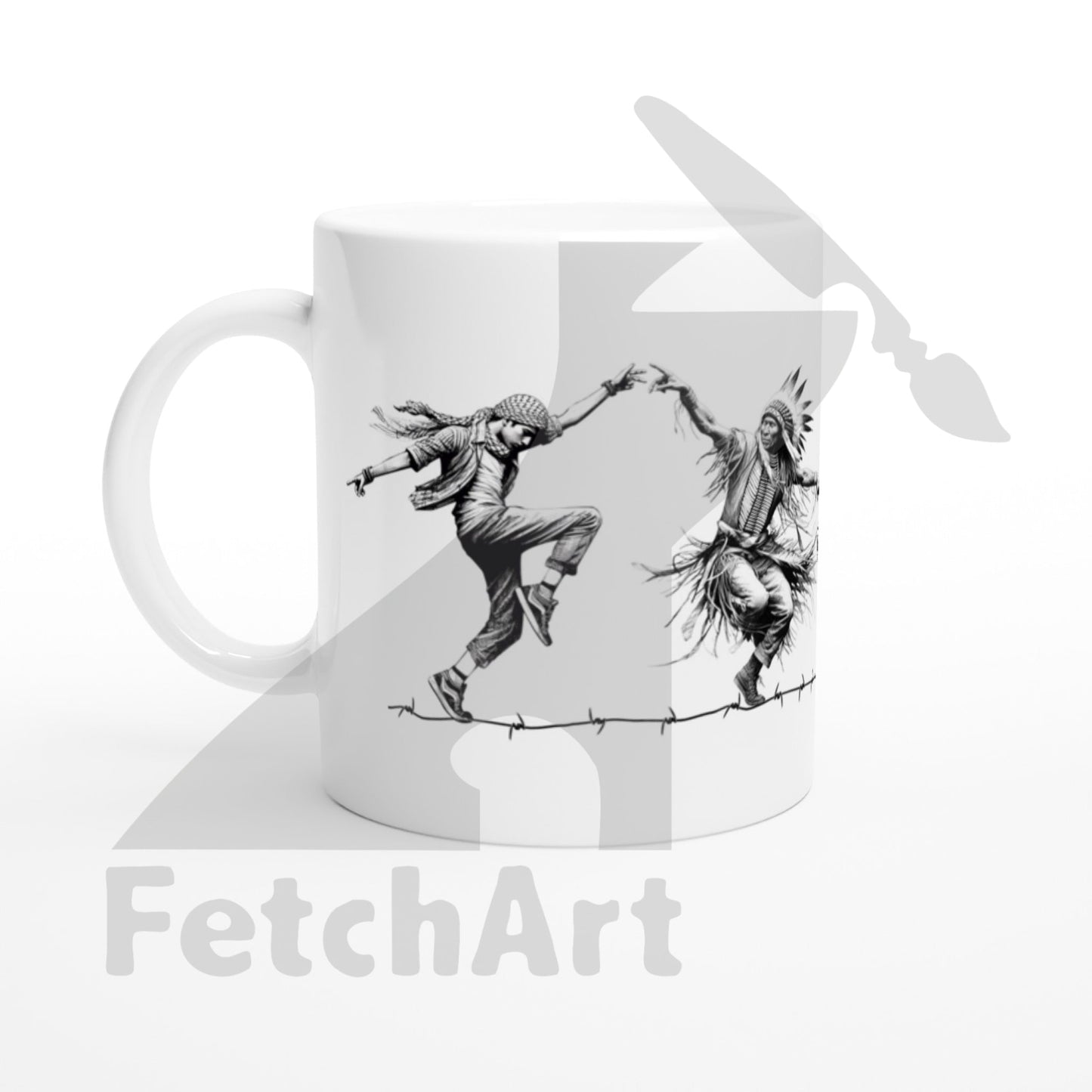 White 11Oz Ceramic Mug-Freedom Dancers Print Material