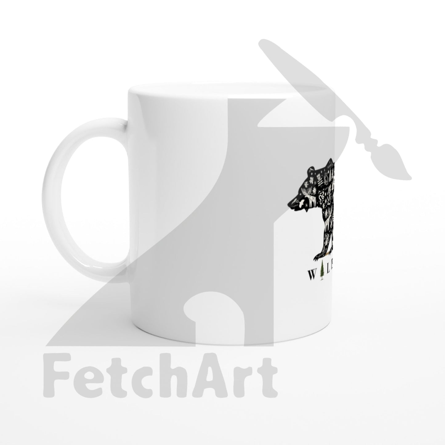 White 11oz Ceramic Mug-Wild Bear - Fetch Art