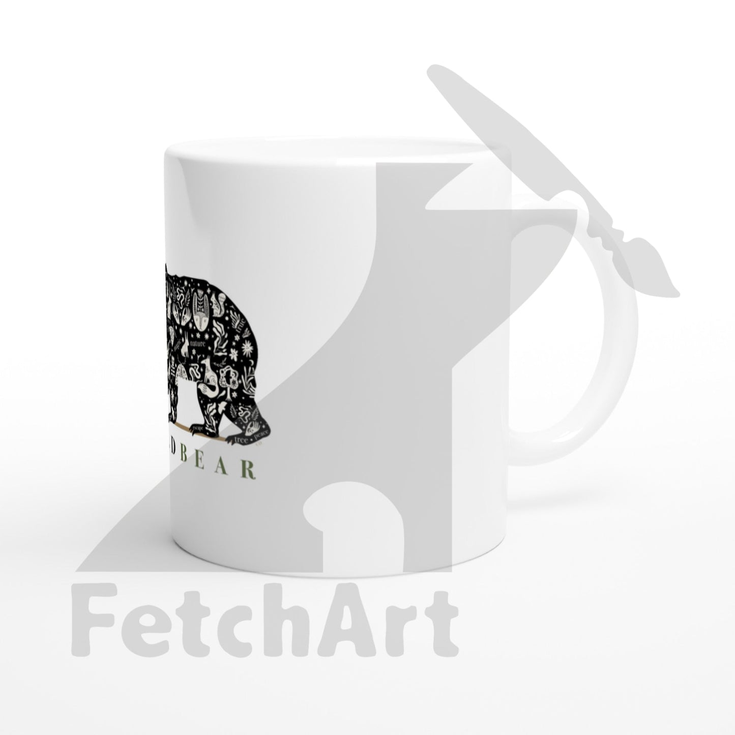 White 11oz Ceramic Mug-Wild Bear - Fetch Art