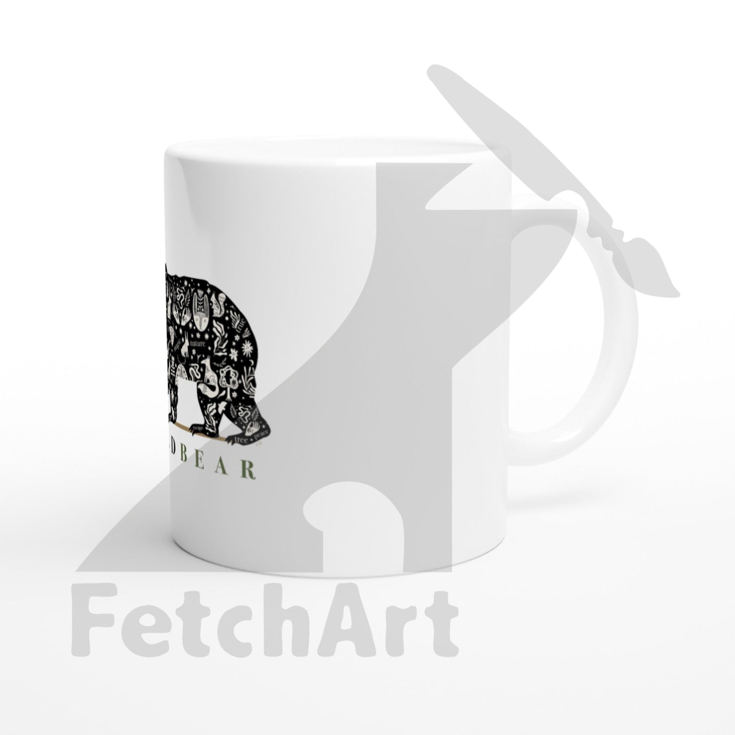 White 11oz Ceramic Mug-Wild Bear - Fetch Art
