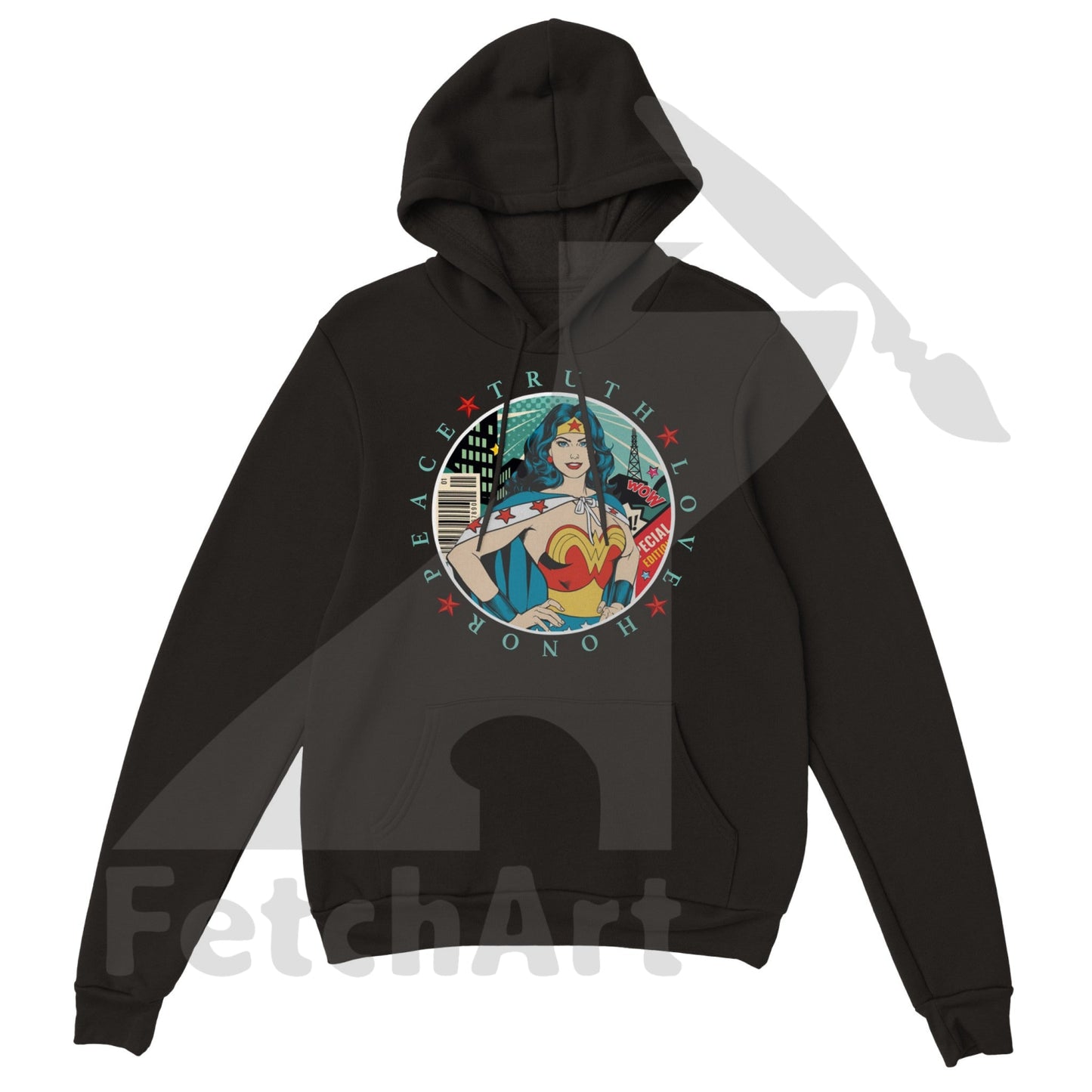 Wonder Woman Print Classic Unisex Pullover Hoodie - Fetch Art