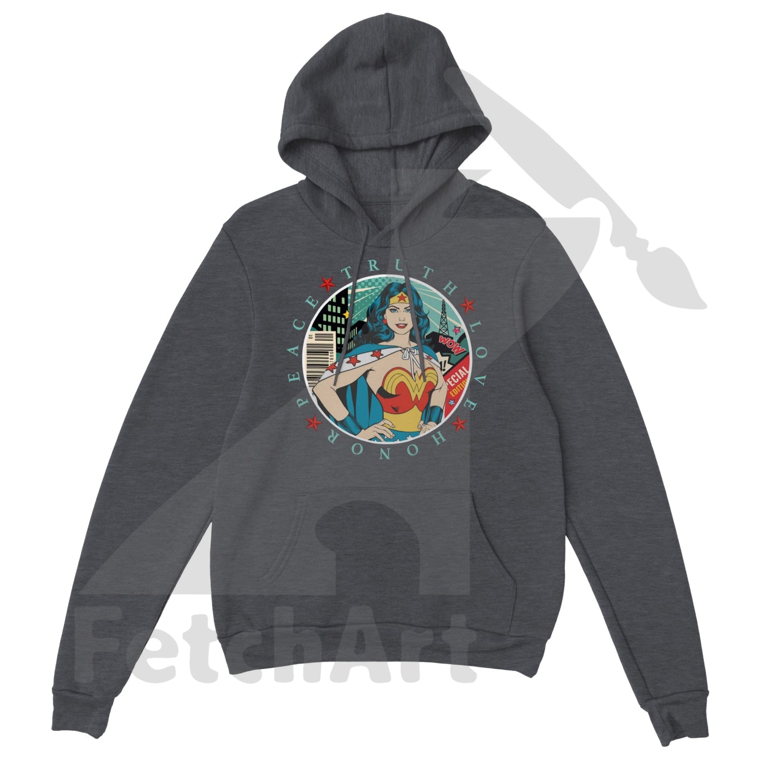 Wonder Woman Print Classic Unisex Pullover Hoodie - Fetch Art