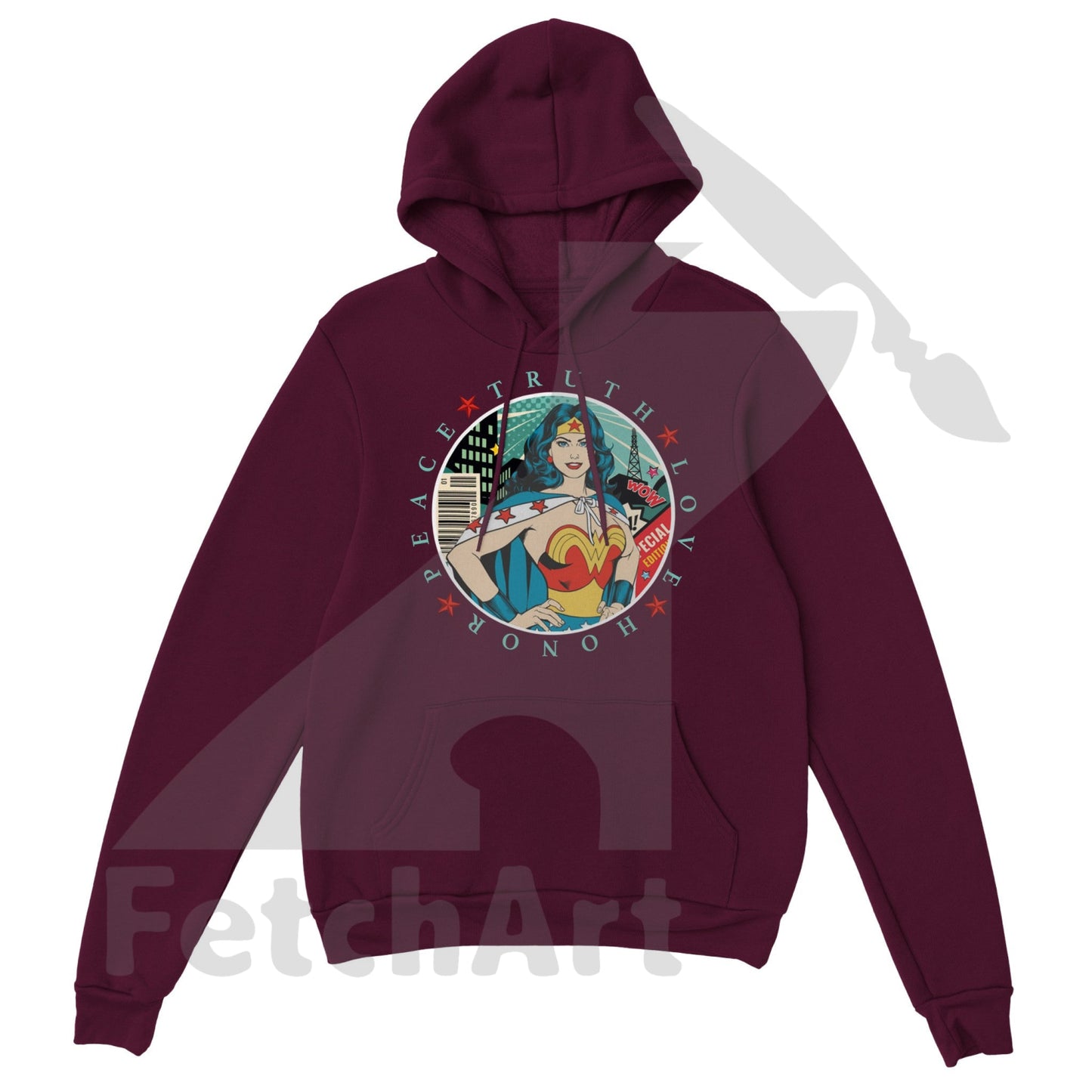 Wonder Woman Print Classic Unisex Pullover Hoodie - Fetch Art