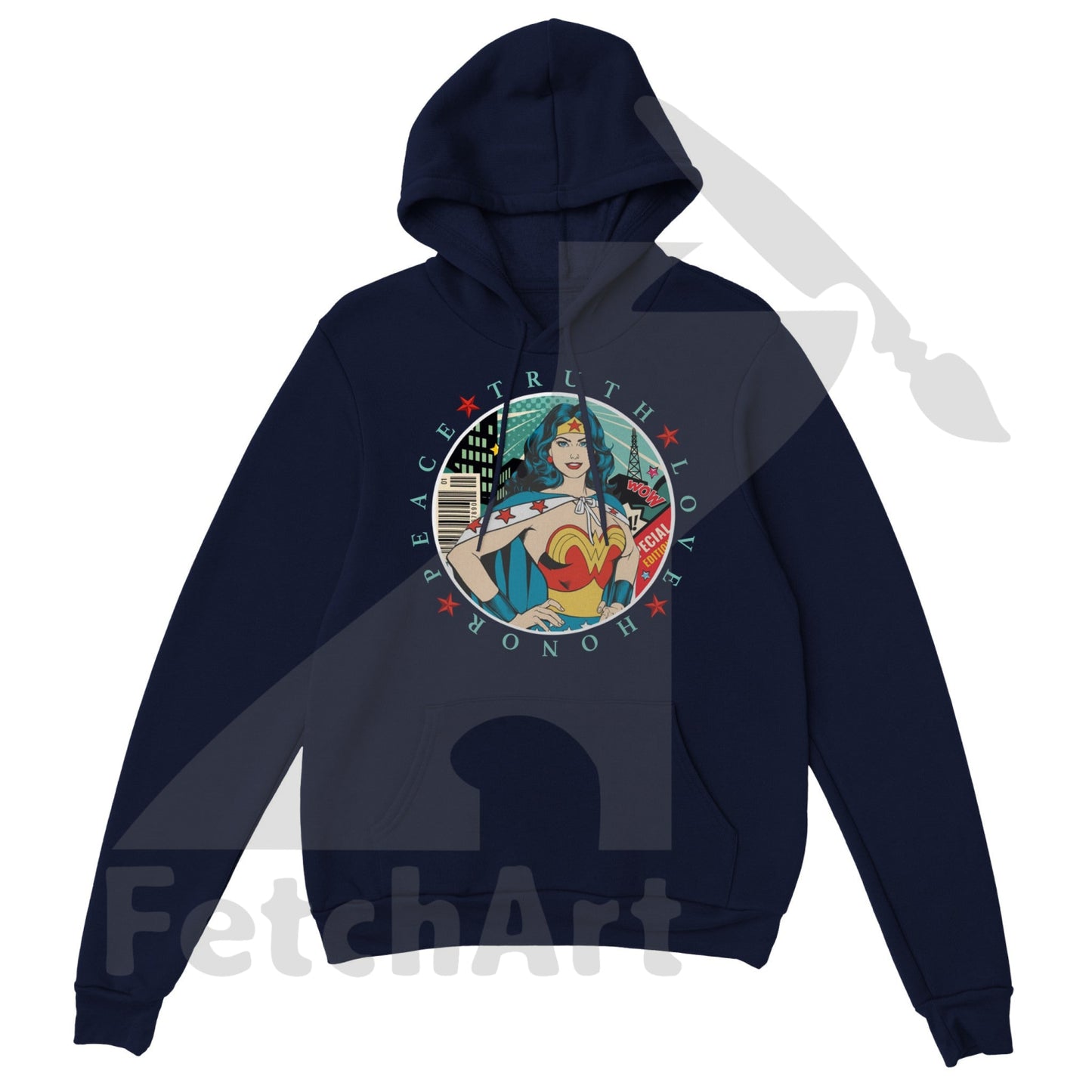 Wonder Woman Print Classic Unisex Pullover Hoodie - Fetch Art
