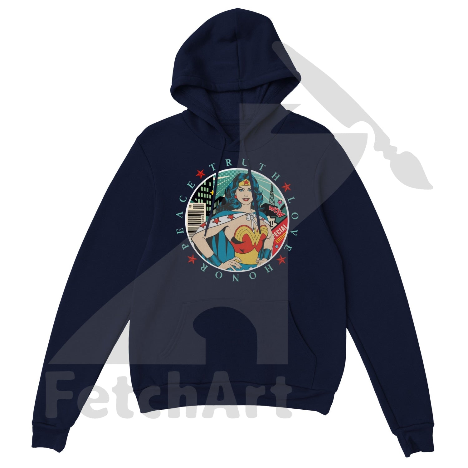 Wonder Woman Print Classic Unisex Pullover Hoodie - Fetch Art