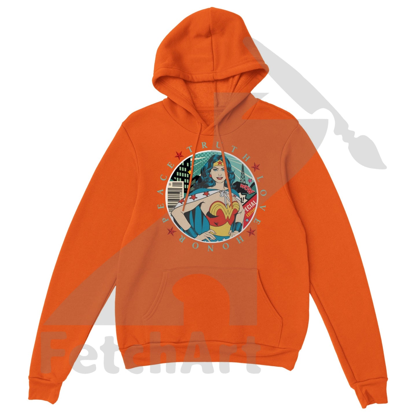 Wonder Woman Print Classic Unisex Pullover Hoodie - Fetch Art