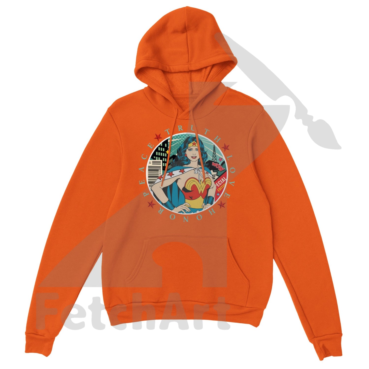 Wonder Woman Print Classic Unisex Pullover Hoodie - Fetch Art