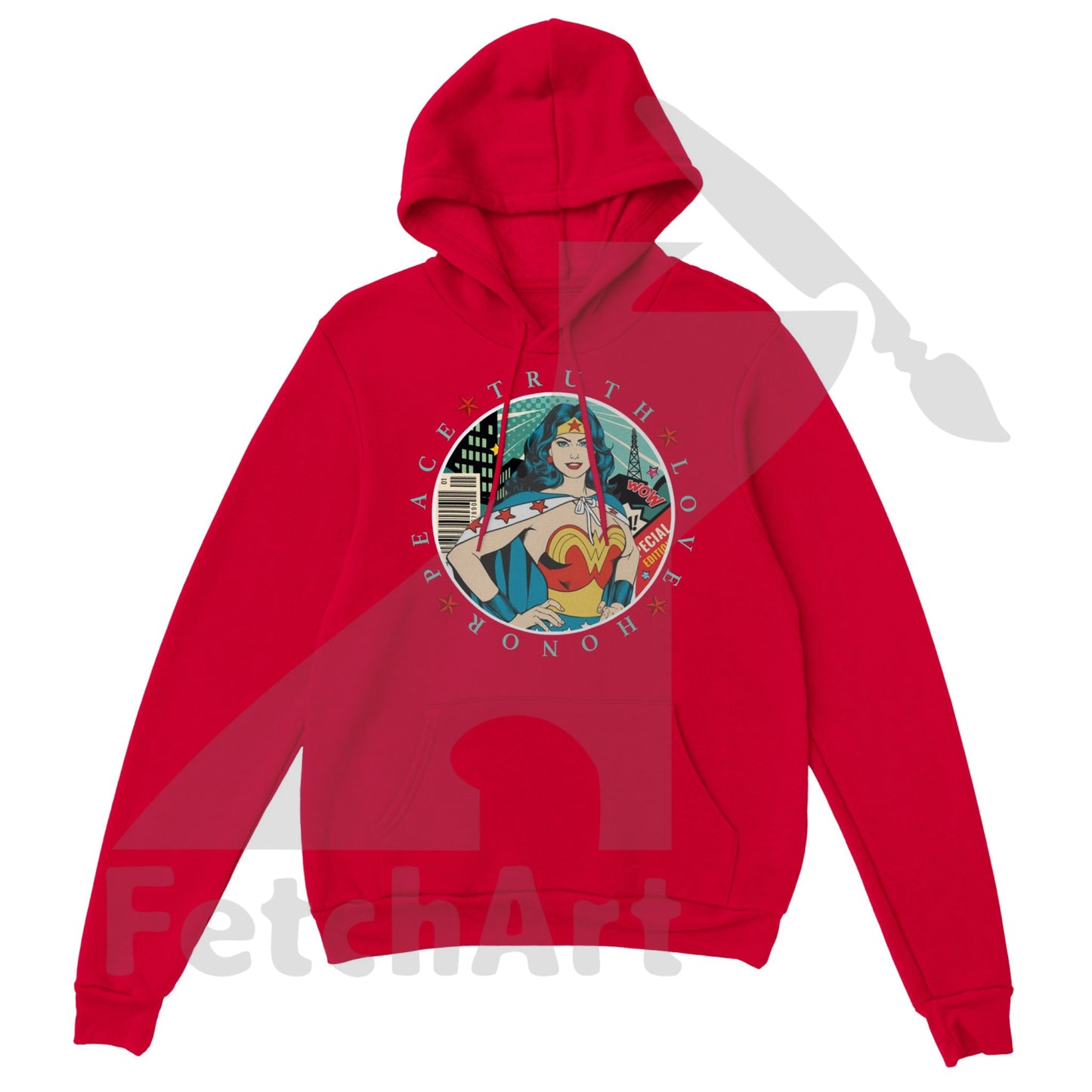 Wonder Woman Print Classic Unisex Pullover Hoodie - Fetch Art