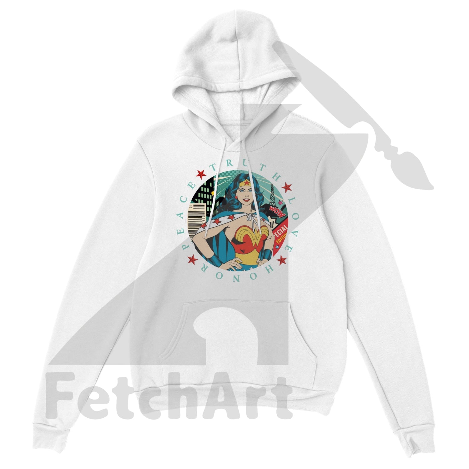 Wonder Woman Print Classic Unisex Pullover Hoodie - Fetch Art