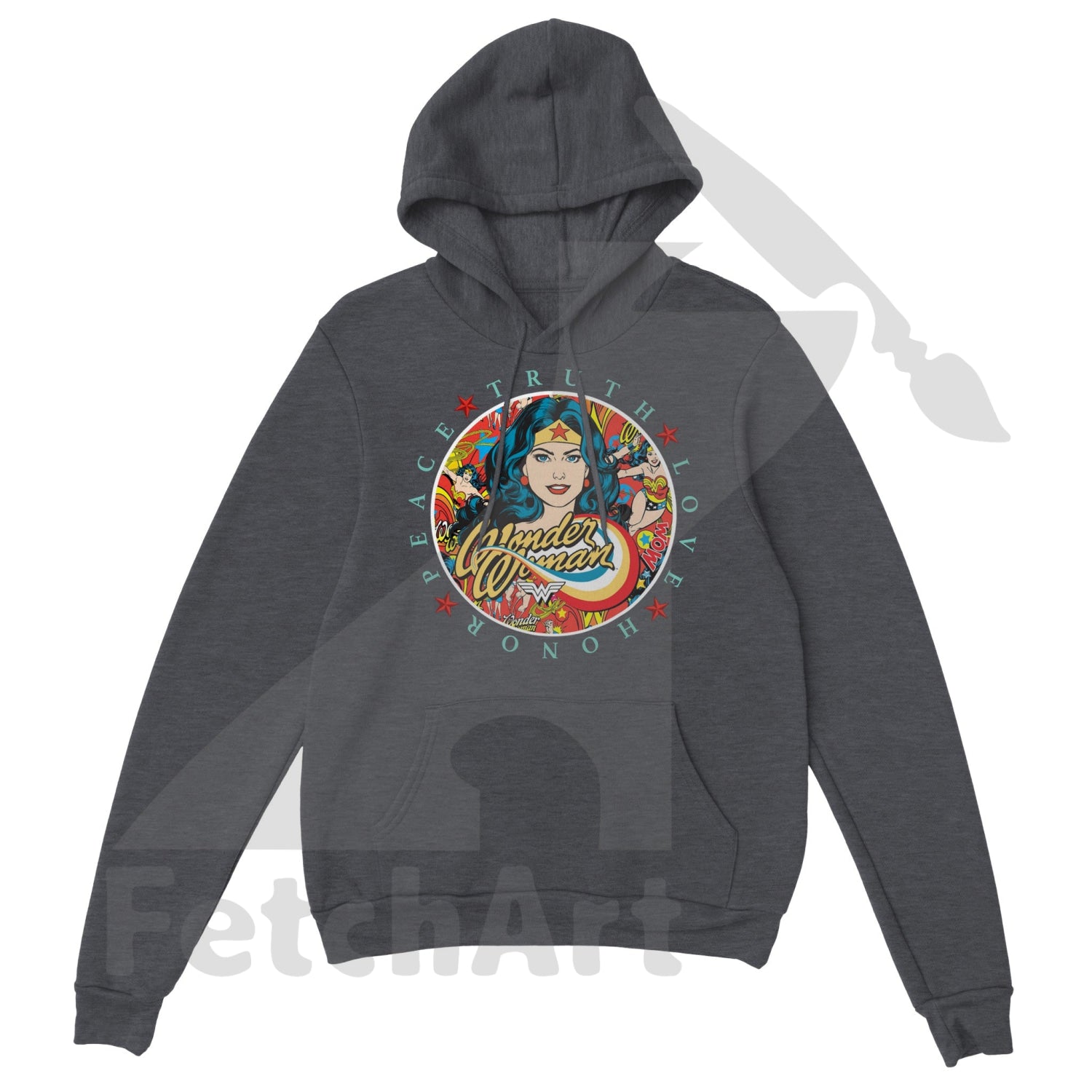 Wonder Woman Print Classic Unisex Pullover Hoodie - Fetch Art