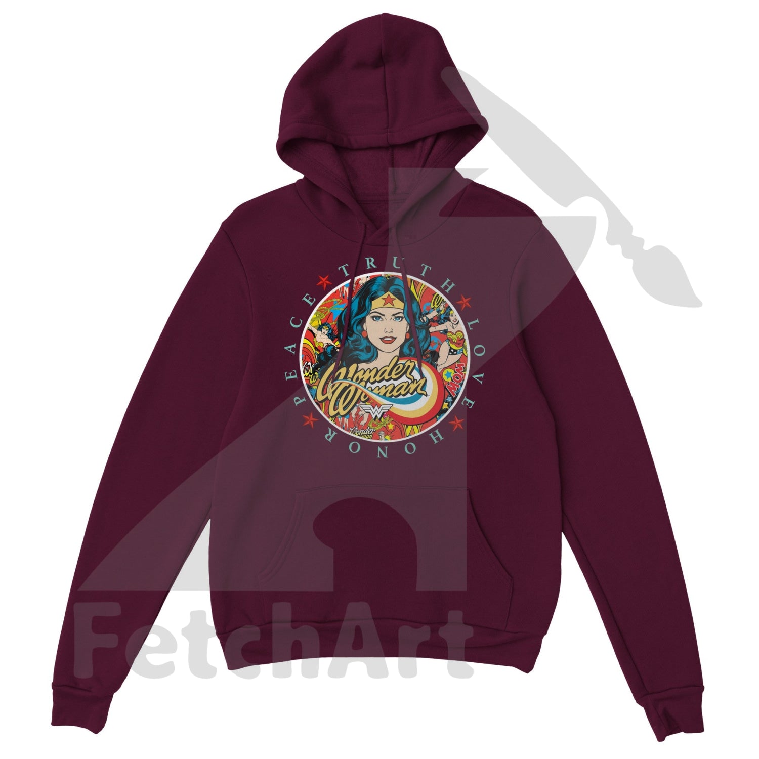 Wonder Woman Print Classic Unisex Pullover Hoodie - Fetch Art