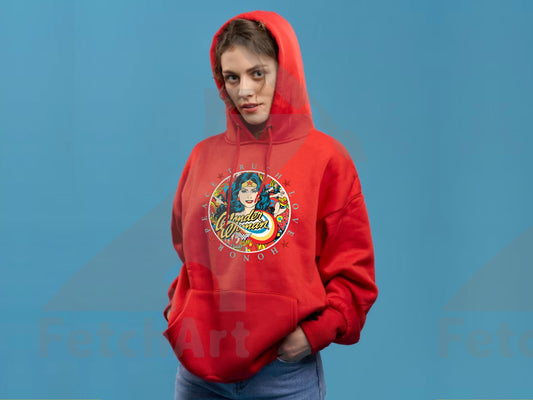 Wonder Woman Print Classic Unisex Pullover Hoodie - Fetch Art