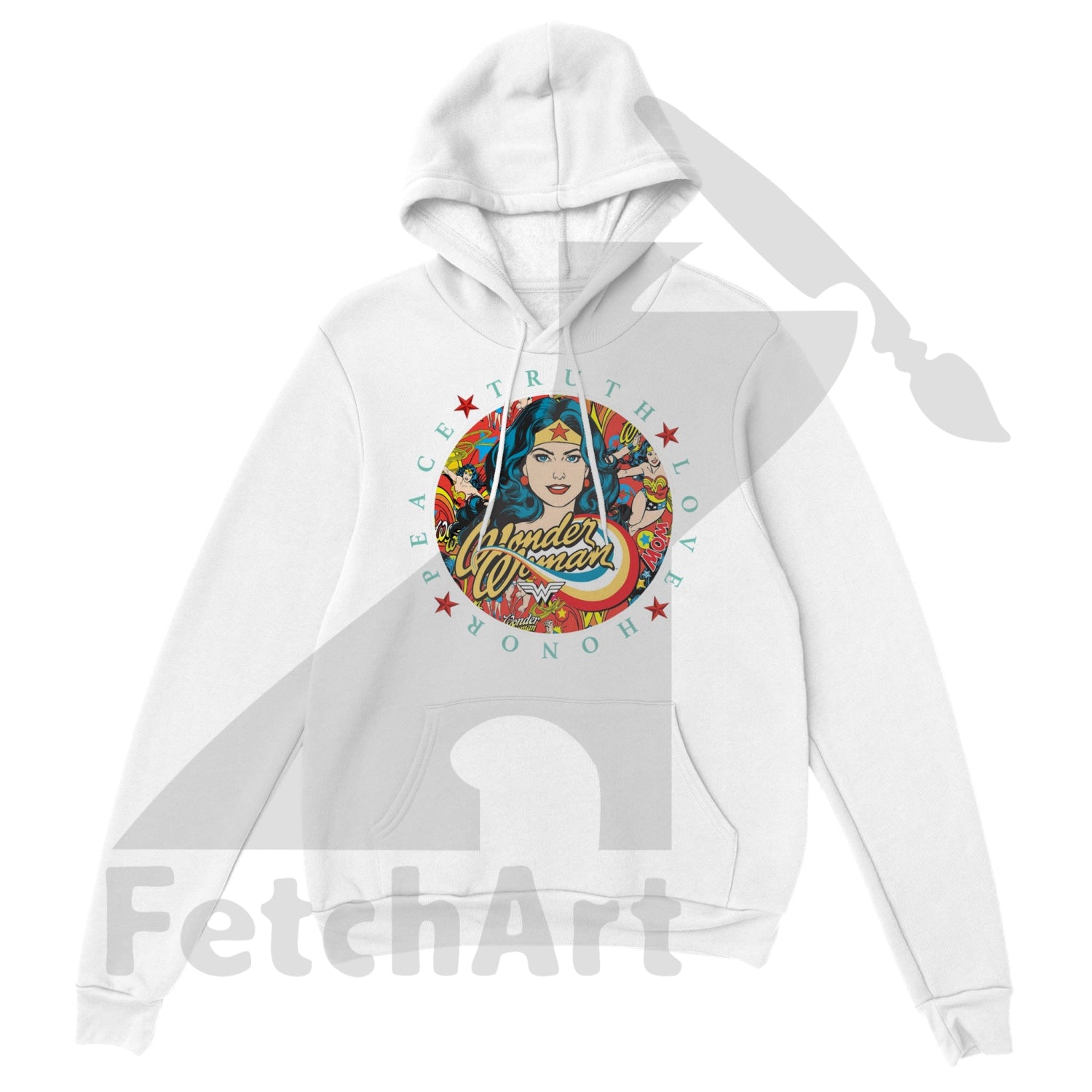 Wonder Woman Print Classic Unisex Pullover Hoodie - Fetch Art